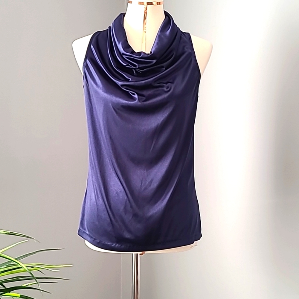 Blue Purple Satin Blouse